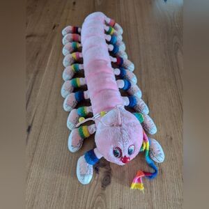 Vintage 1984 Lots-a-Lots-a-Leggggggs Plush Caterpillar Toy Pink Rainbow 20 Legs